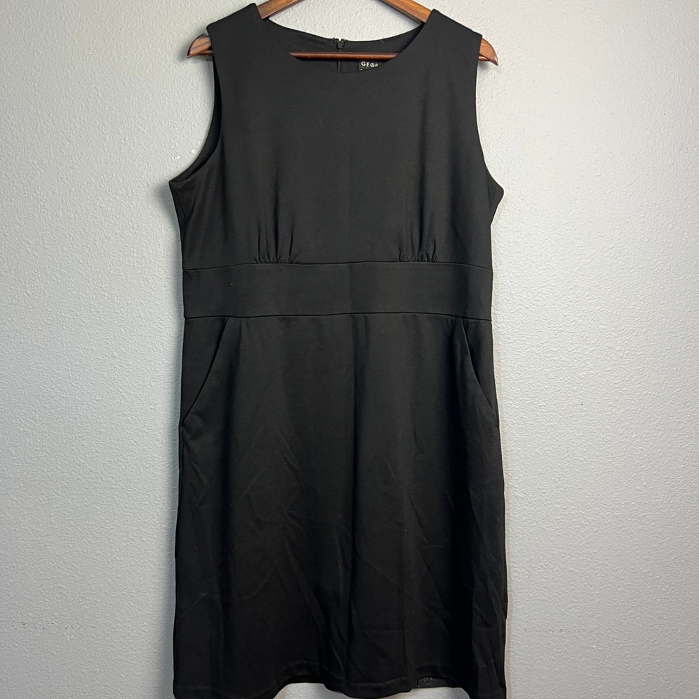 George Black Sleeveless Career Dress Ladies 18‎ Pockets Polyester Blend Classic
